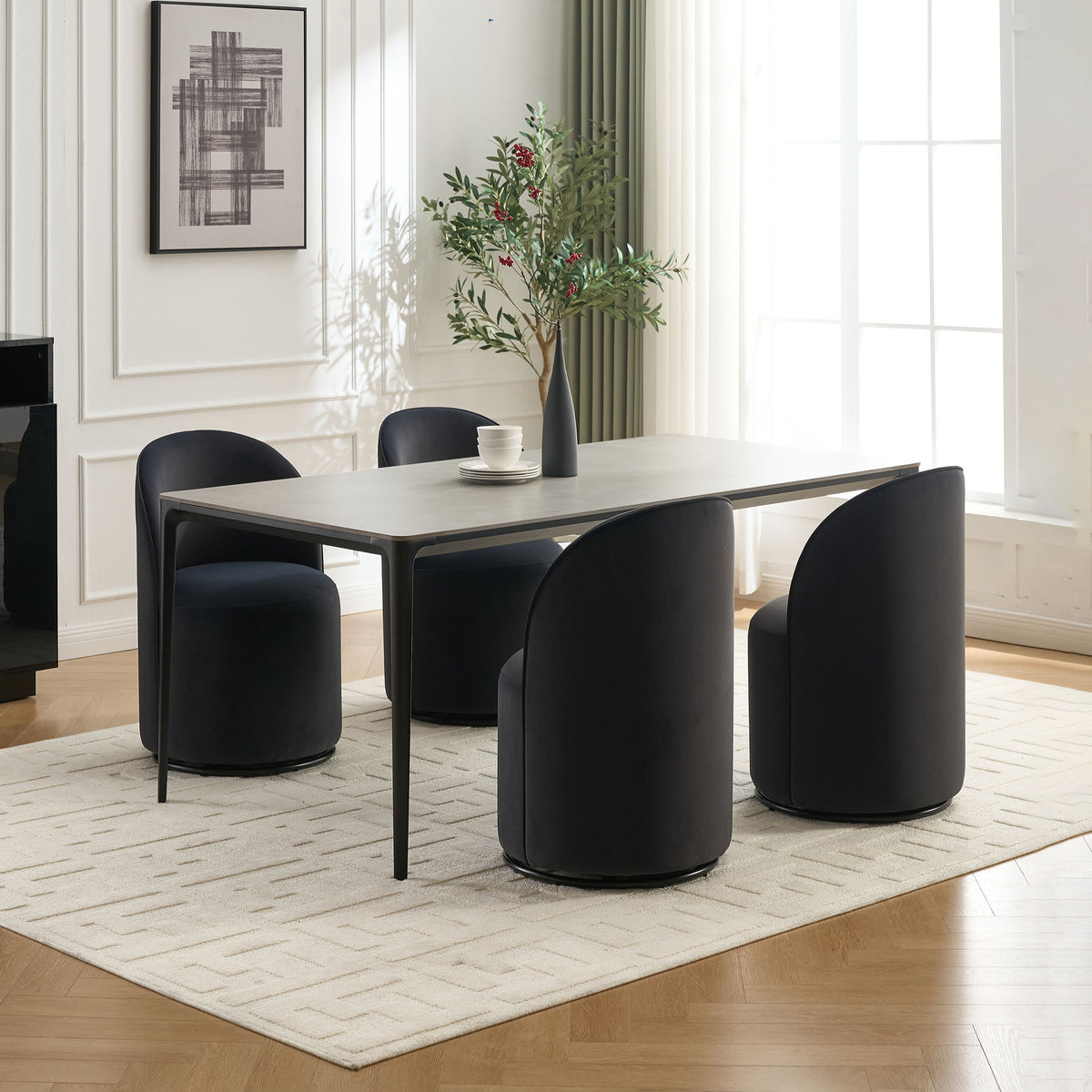 360 Degree Swivel Armless Dining Barrel Chair