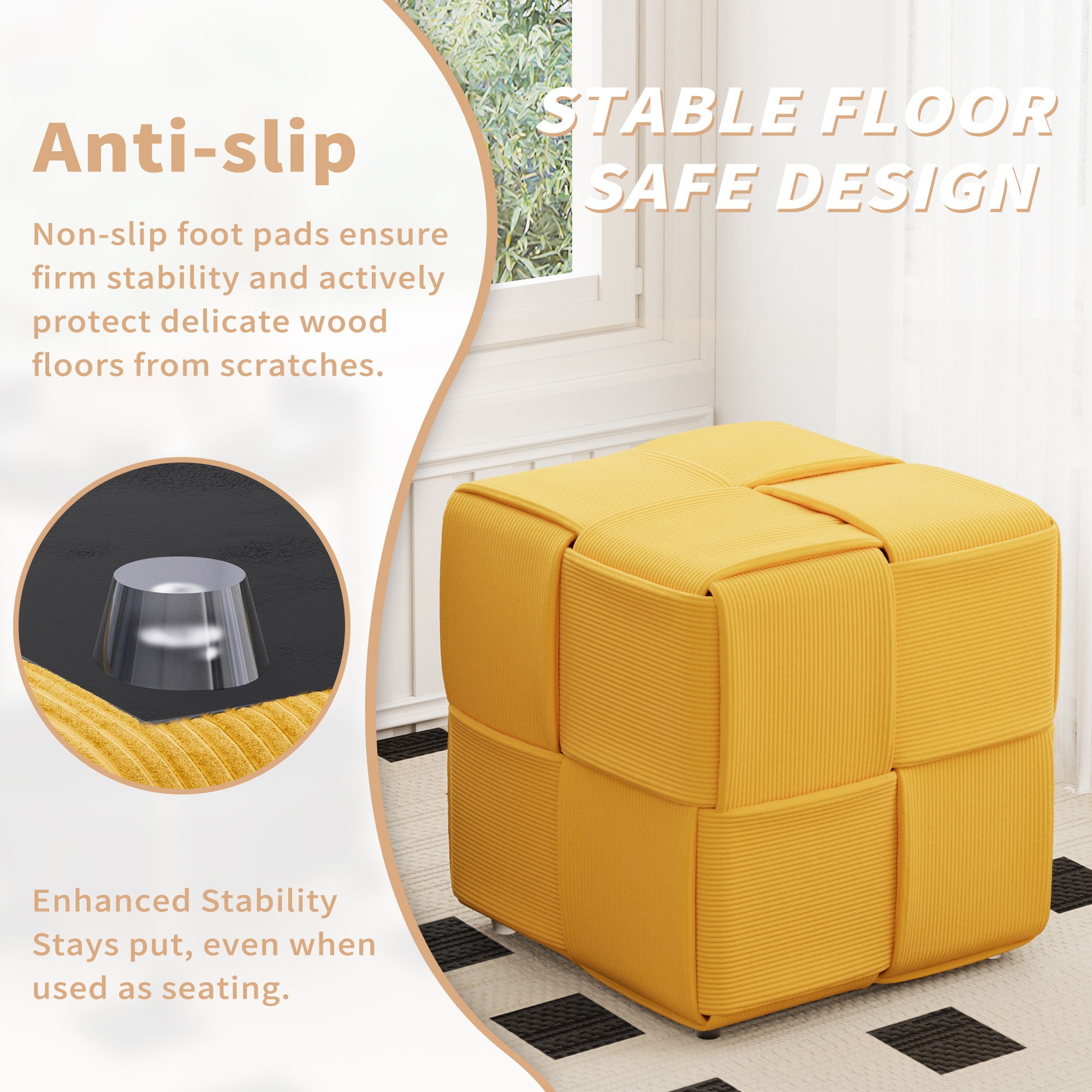 Modern Ottoman Foot Rest With Woven Design