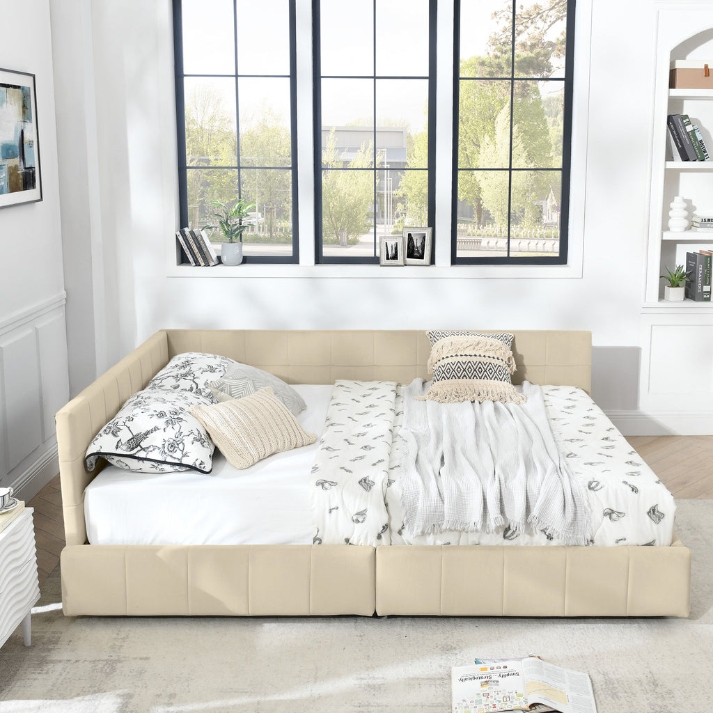 Upholstered Storage Tufted Bed Frame With Backrest And Armrests