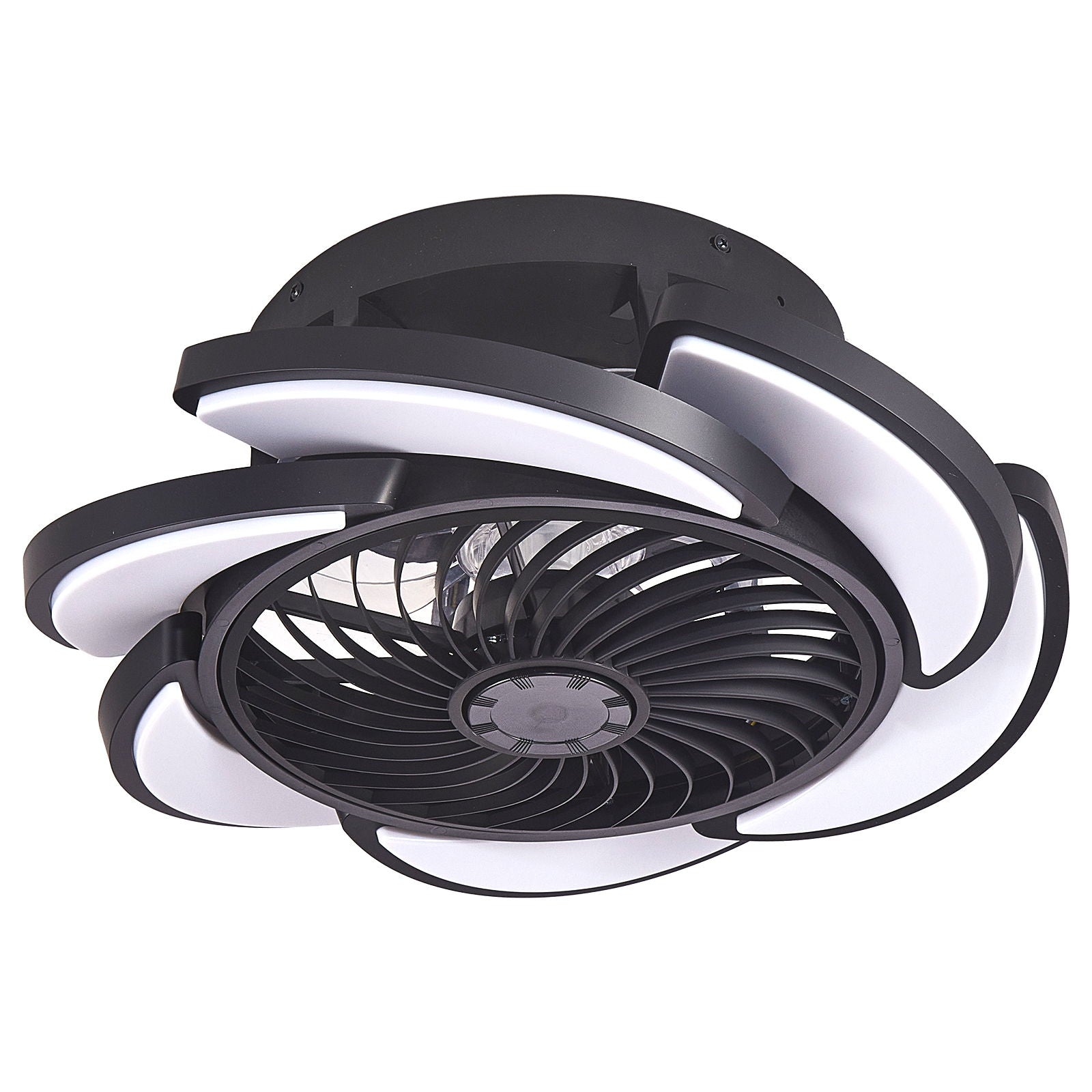 Bladeless Ceiling Fan With Remote Control, 6 Speeds Dimmable Light, Enclosed Low Profile For Living Room - Black