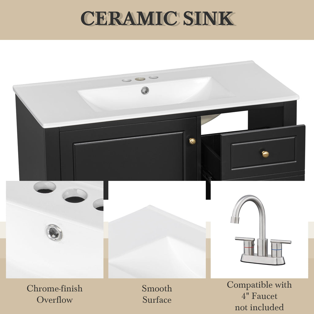 Modern Bathroom Vanity With Sink, 3 Drawers & Cabinet