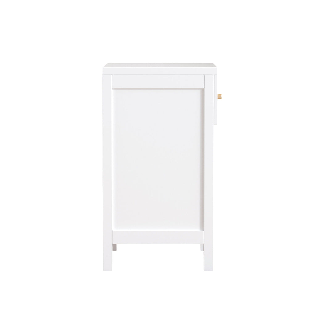 Nightstand With Drawer And Open Shelf, Scalloped Edge Bedside Table