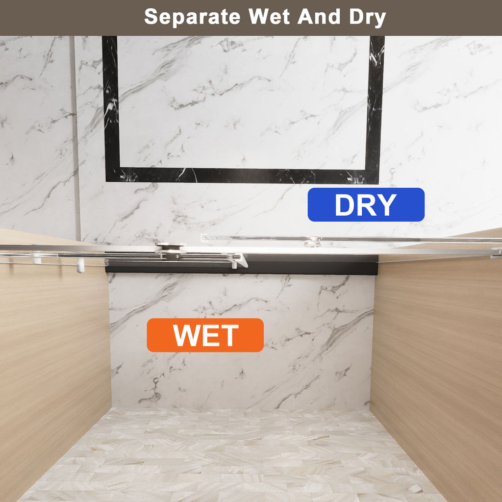 Frameless Single Sliding Shower Door & Handle And Square Tube Track