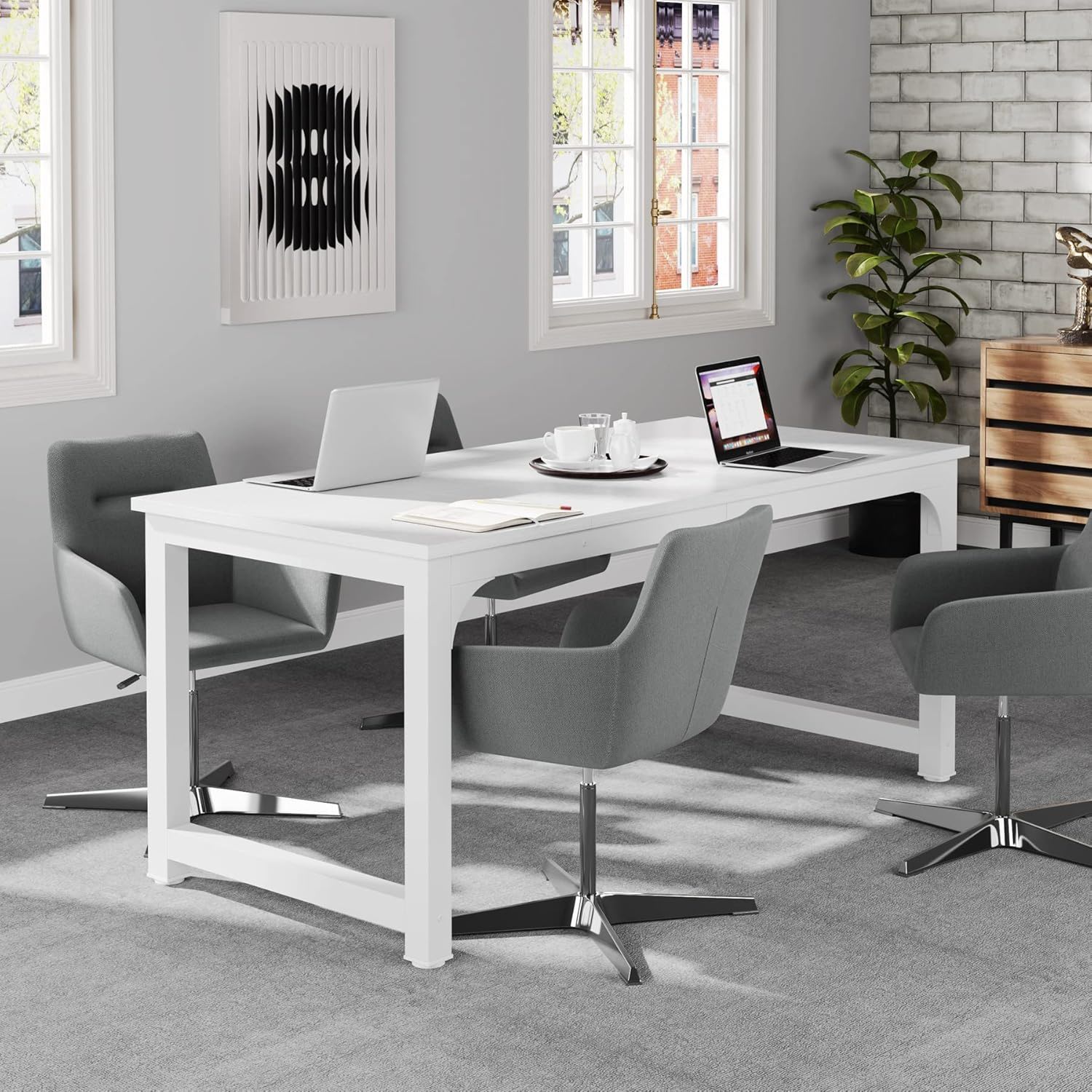 Executive Office Desk, Large Modern Computer Workstation
