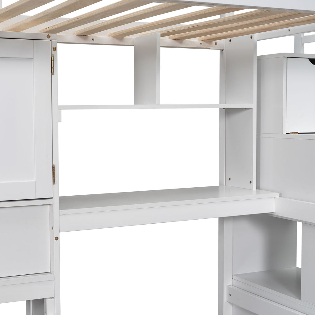 Loft Bed With Built In Desk And Staircase
