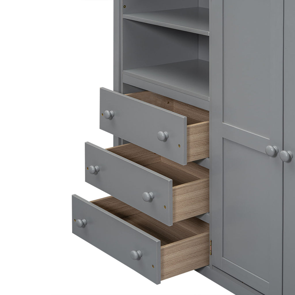 Loft Bed With Built In Wardrobe, Shelves And Drawers