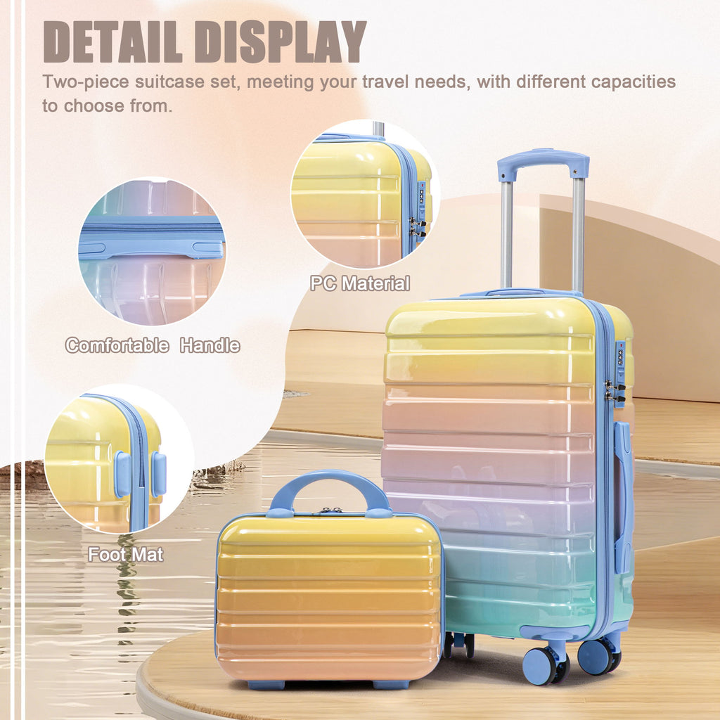 Luggage Set 14" / 20" With Combination Lock And Cosmetic Case