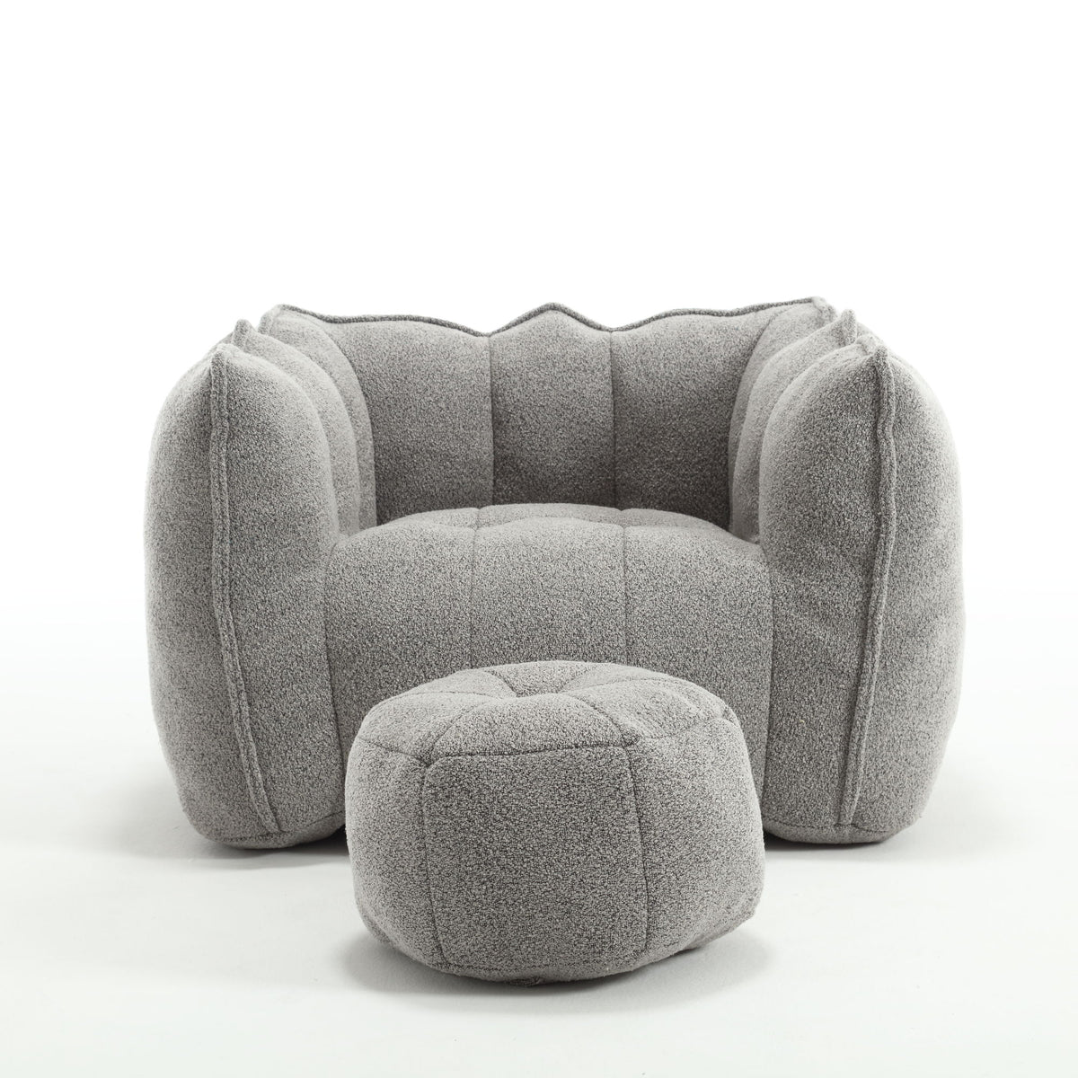 Soft Bean Bag Chair With High Resilient Foam (Chips) - Gray
