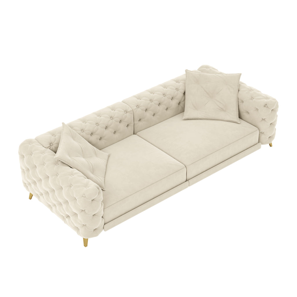 3 In 1 Convertible Sleeper, Deep Seat Pull Out Sofa Bed, Button Tufted