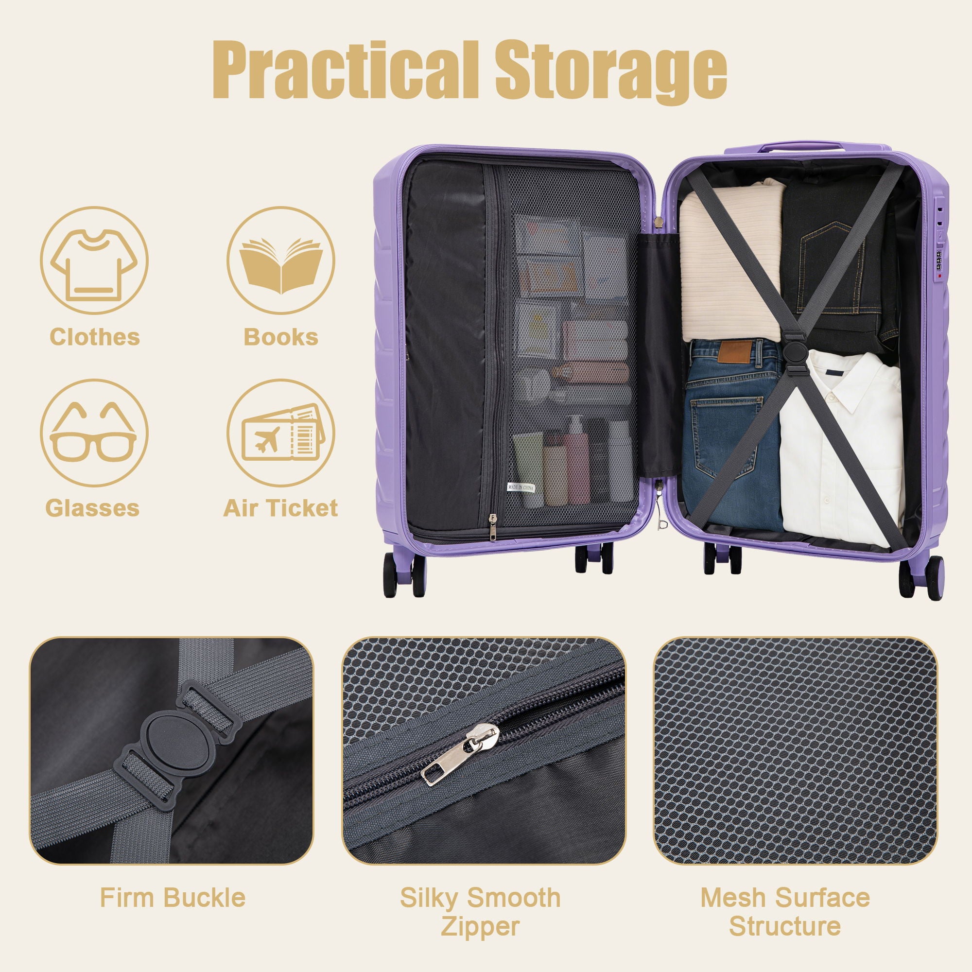 Hard Shell Travel Luggage With Scratch Resistant Surface