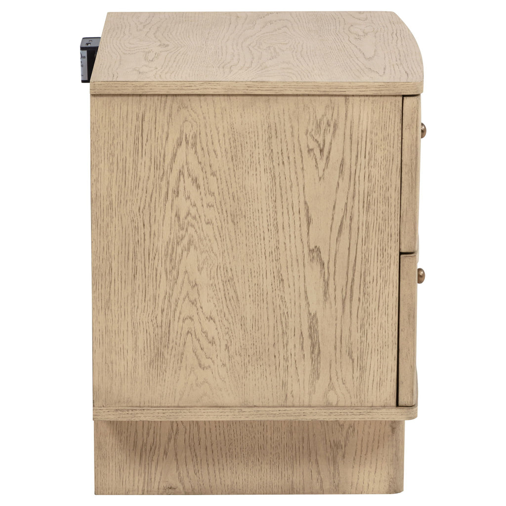Kimpton - 2 Drawer Nightstand With USB Charging Ports - Beige
