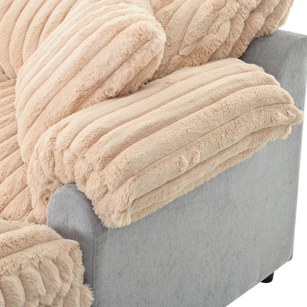 Chaise Lounge Cloud Sofa With 2 Throw Pillows - Champagne