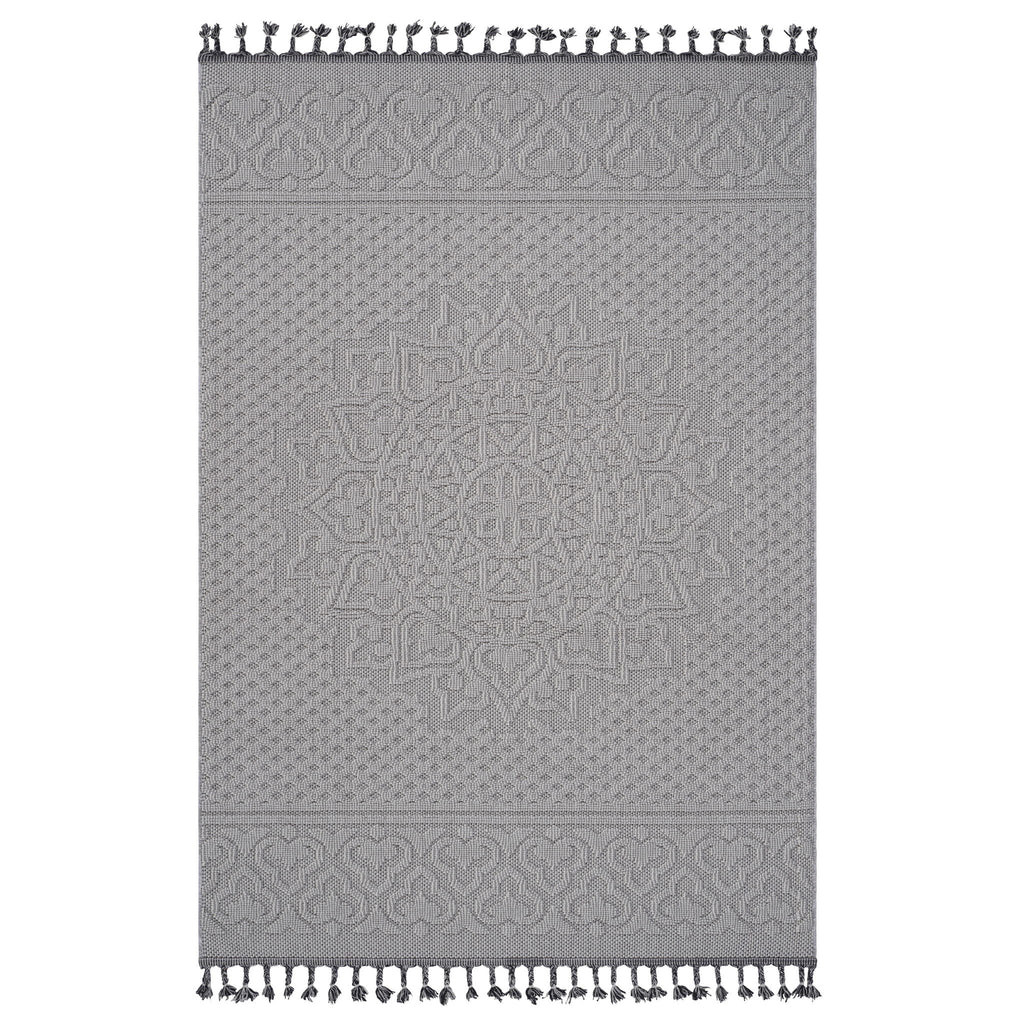 Guros - 8' X 10' Medallion Indoor / Outdoor Area Rug - White / Ivory