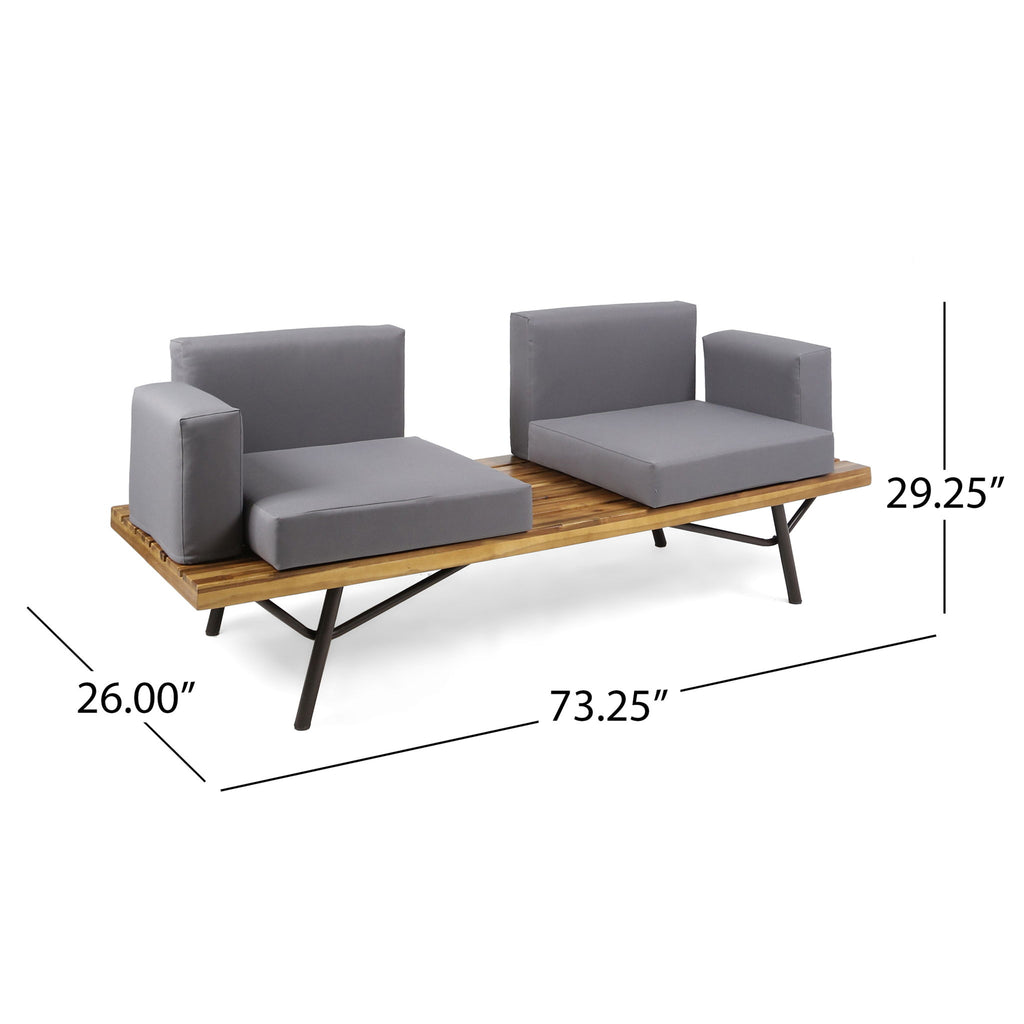 2 Piece Patio Set With Loveseat And Coffee Table - Natural / Gray
