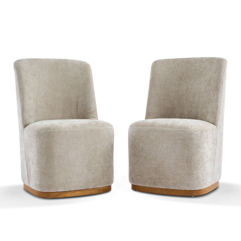 Indoor Upholstered Dining Chair (Set of 2) With Sturdy Frame - Oatmeal