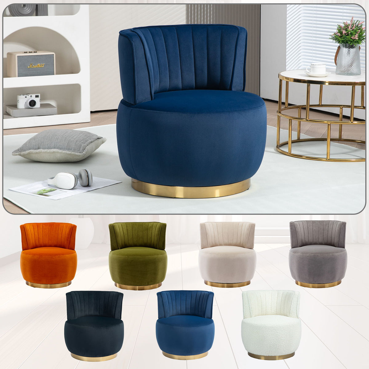 360 Degree Swivel Cuddle Barrel Accent Sofa Chair