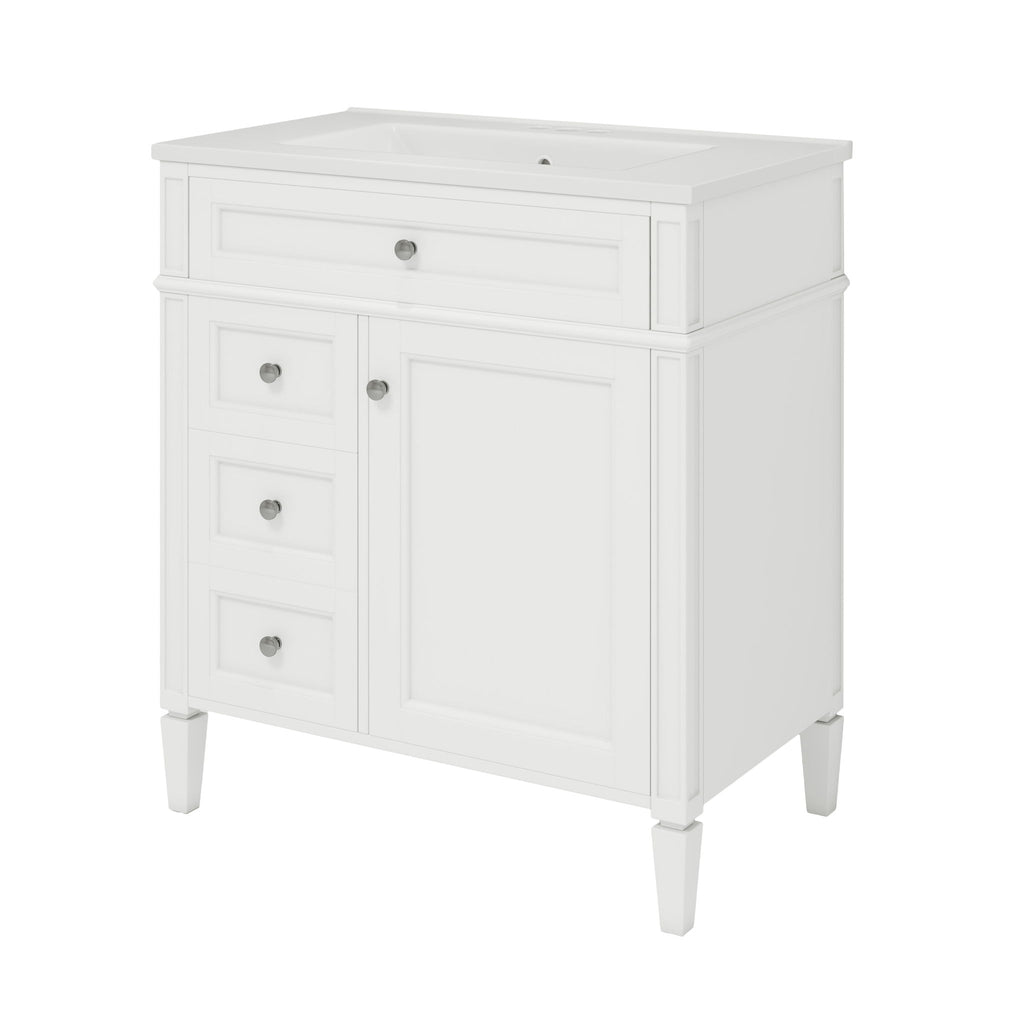 Bathroom Vanity With Medicine Cabinet, Royal Mirror Cabinet, Modern Bathroom Storage Cabinet With 2 Soft Closing Doors And 4 Drawers