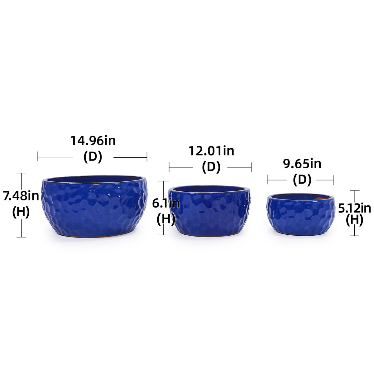 3 Pieces Ceramic Flowerpot