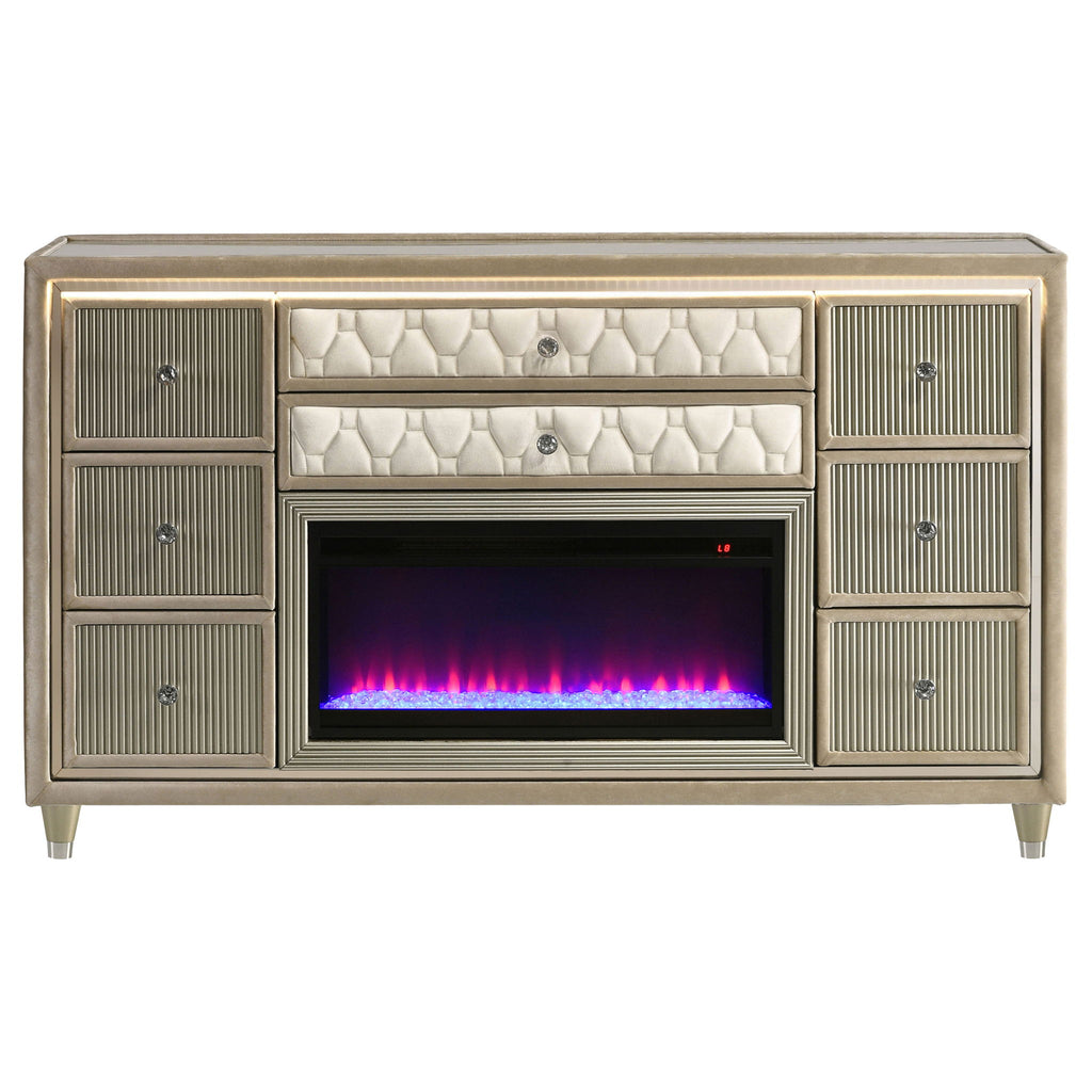 Mika - 8 Drawer LED Fireplace Dresser