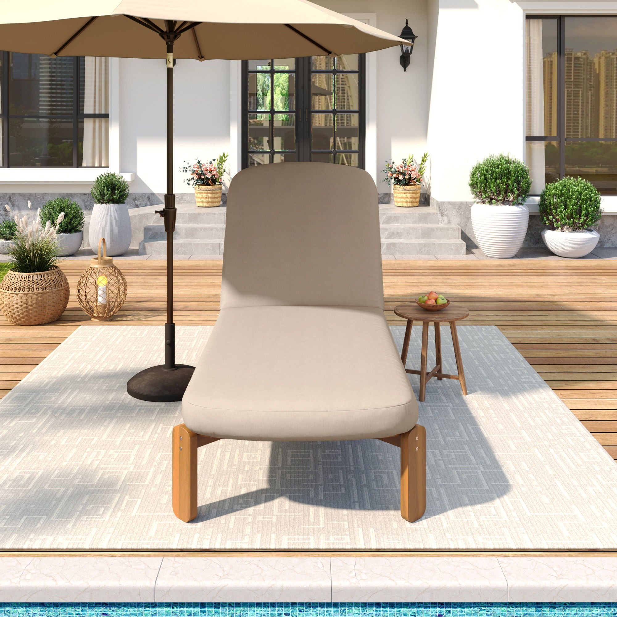 Outdoor Chaise Lounge With Adjustable Backrest