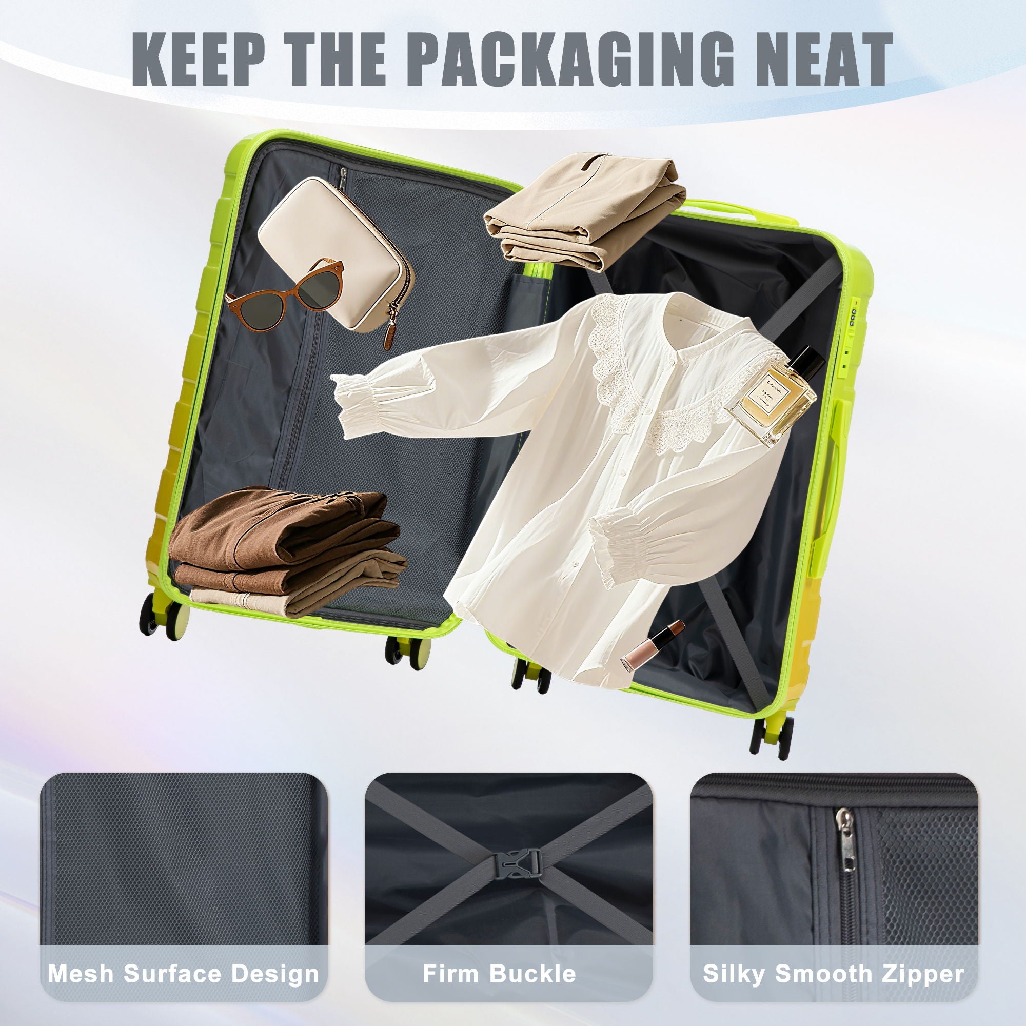 Luggage Set 20" /24" /28" With Combination Lock And Silent Wheels