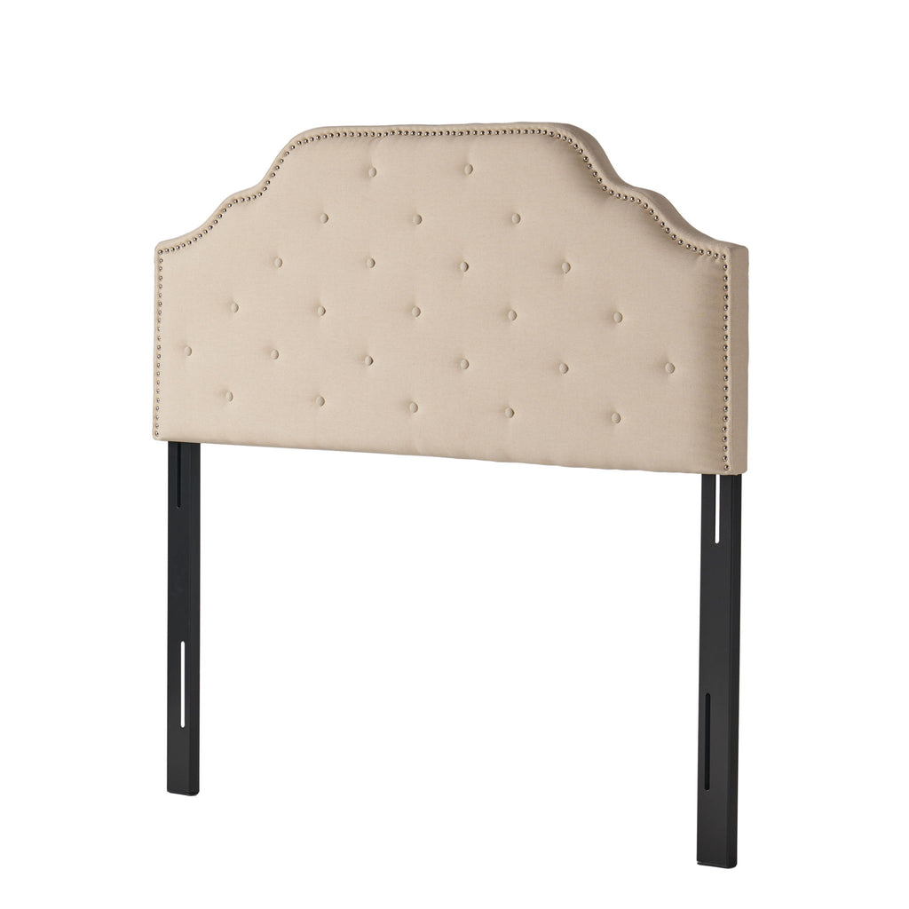 Luella - Button Tufted Full / Queen Upholstered Metal Panel Headboard - Beige