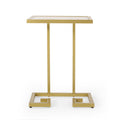 Modern Glam C Shaped End Table With Tempered Glass Top - Gold