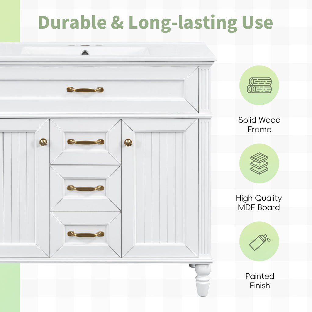 Modern Freestanding Bathroom Vanity With Sink, Cabinet, Soft-Close Drawers, Tip-Out Tray