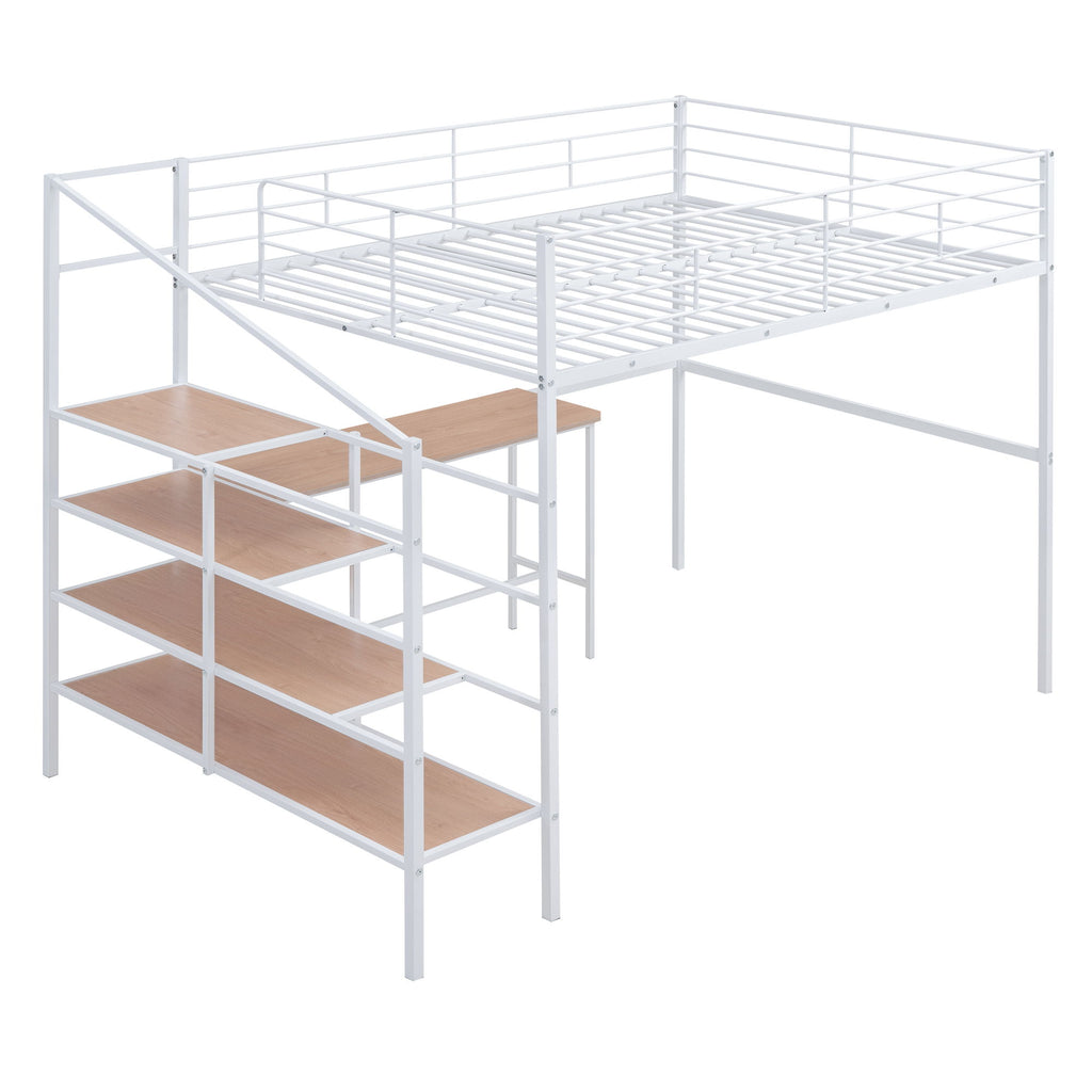 Loft Bed With Desk And Lateral Storage Ladder
