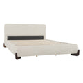 King Upholstered Bed With Slats Support - Beige