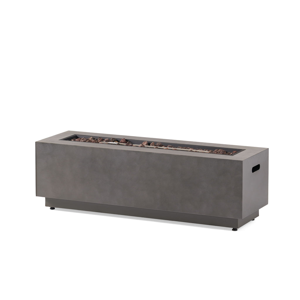 Modern Rectangular Iron Fire Pit 50, 000 Btu - Stone Gray