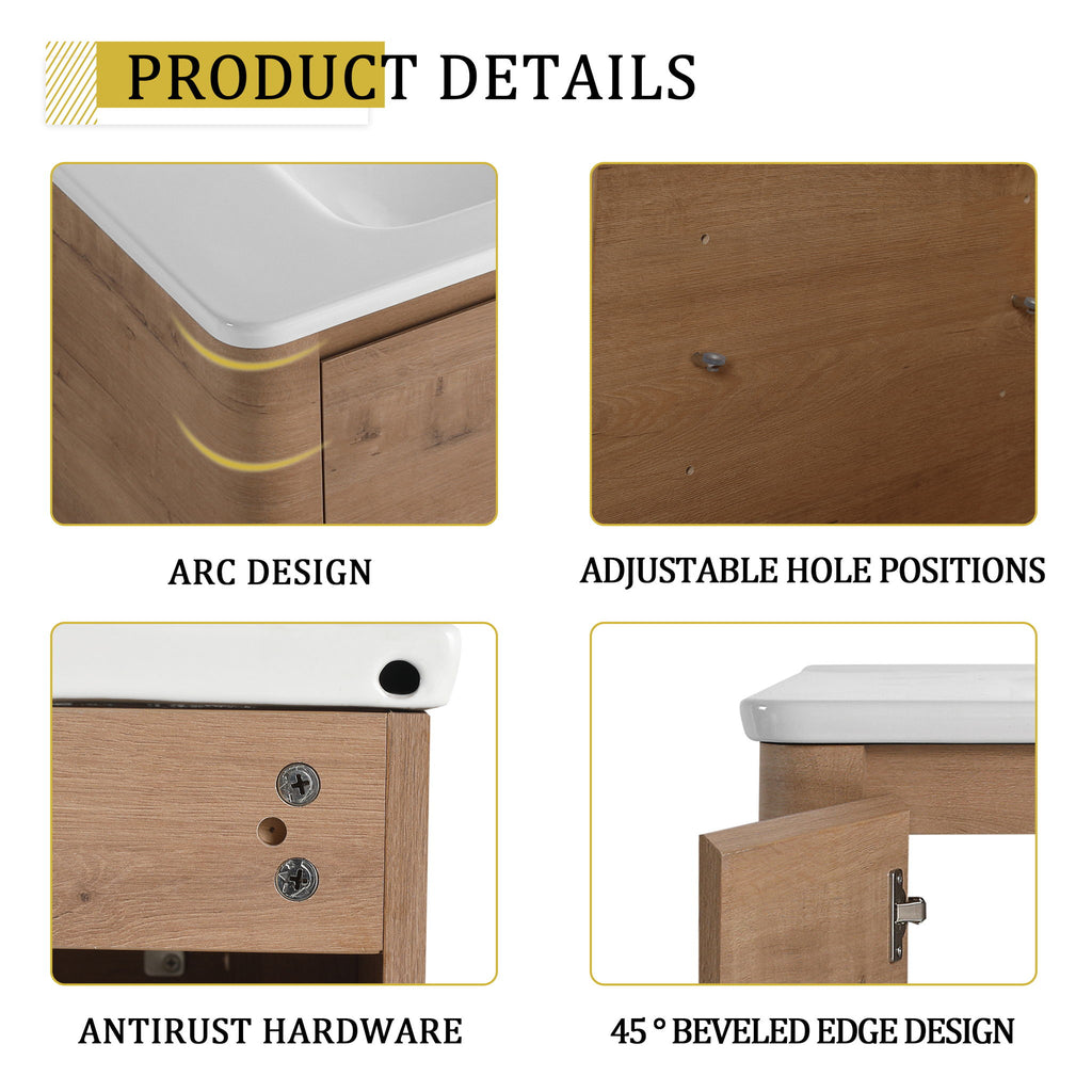Freestanding Bathroom Vanity With Sink, 2 Small Storage Cabinets, Soft Close Doors