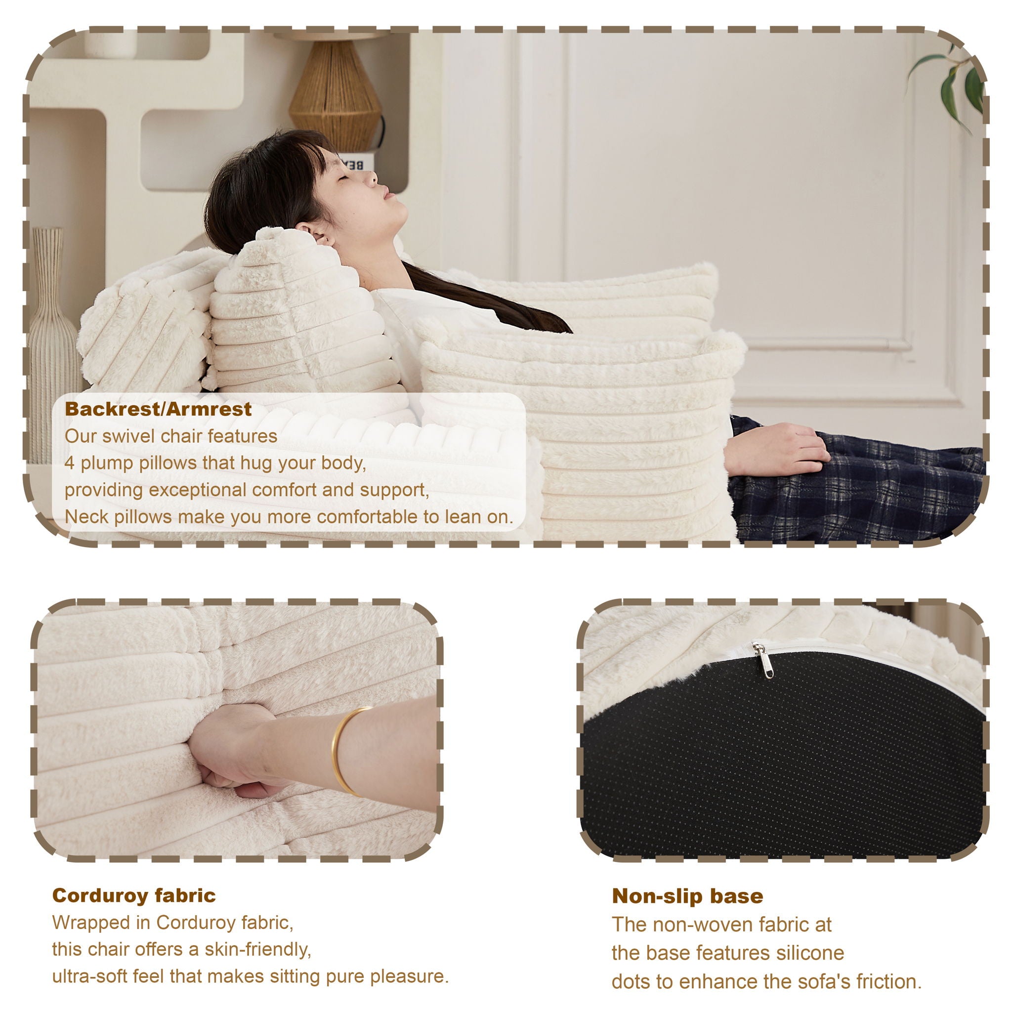Modern Single Sofa With Backrest Pillow For Living Room