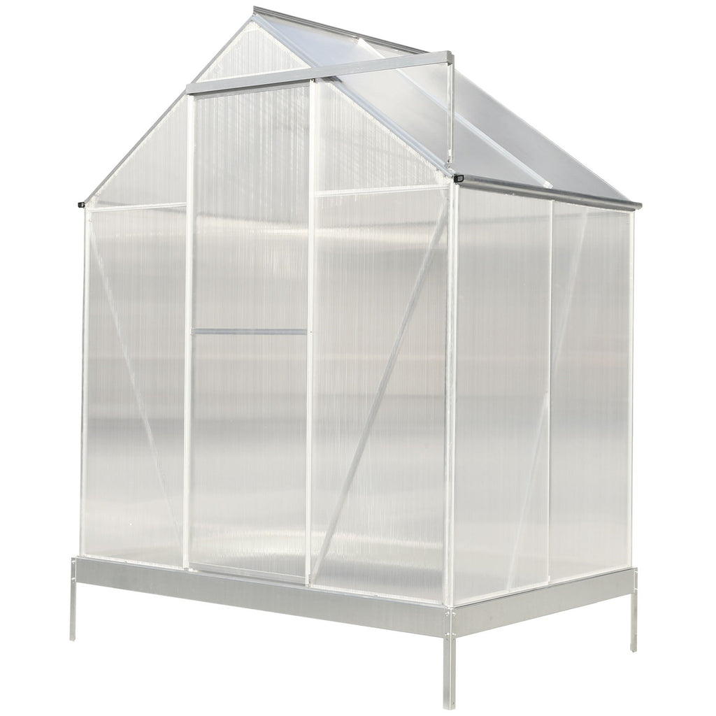 Polycarbonate house, Heavy Duty Outdoor Aluminum Walk-In House Kit With Rain Gutter, Vent And Door For Backyard Garden