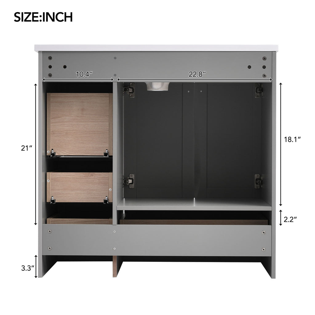 Shaker Free Standing Bathroom Vanity Cabinet With Sink, Soft Close Drawers, Soft Close Doors