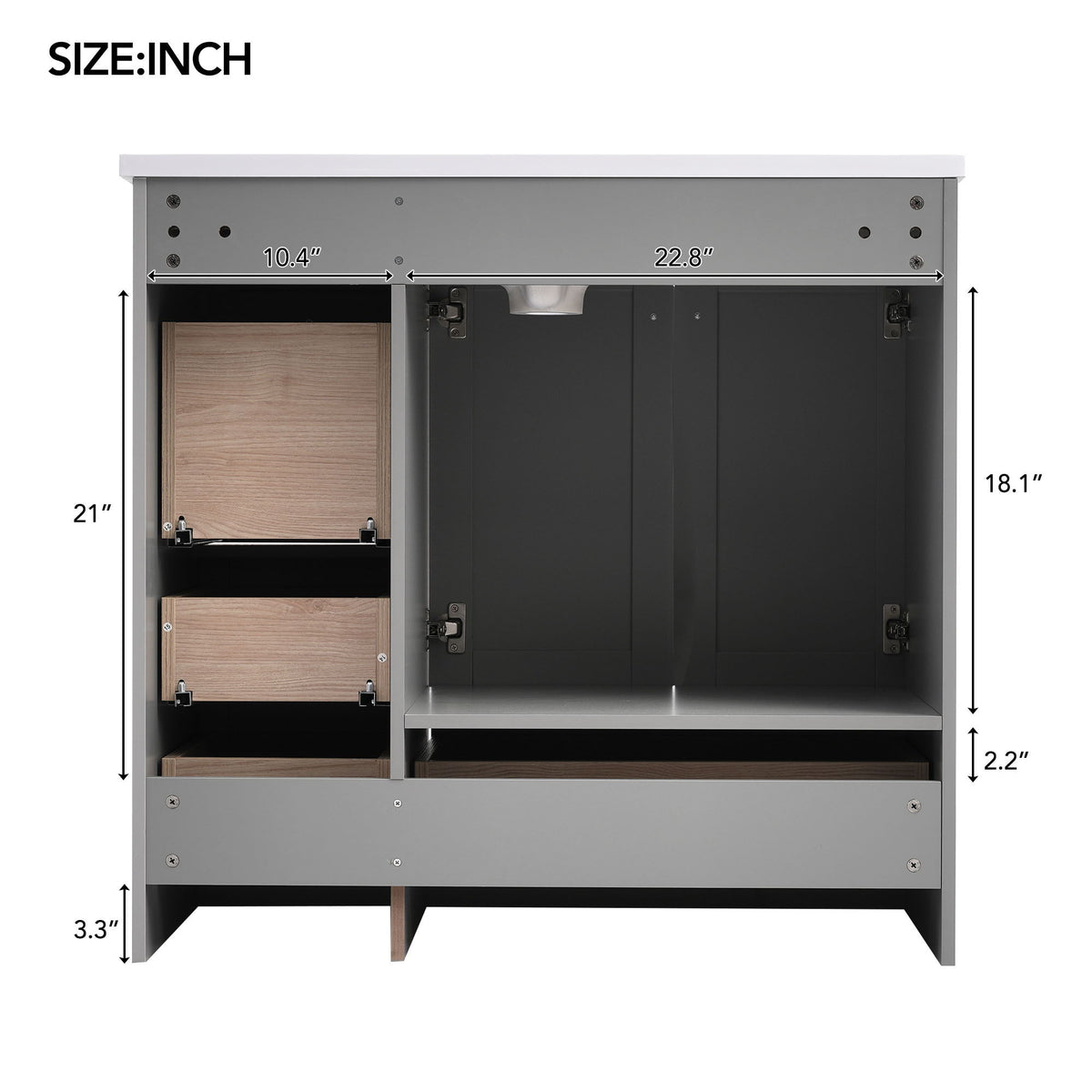 Shaker Free Standing Bathroom Vanity Cabinet With Sink, Soft Close Drawers, Soft Close Doors