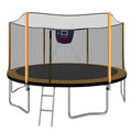 14Ft Powder Coated Advanced Trampoline With Basketball Hoop Inflator And Ladder (Outer Safety Enclosure) - Orange