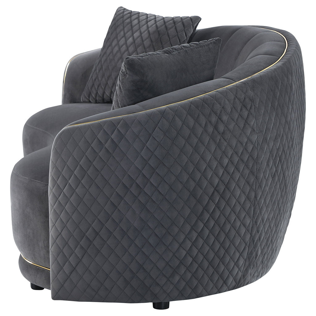 Lorraine - Upholstered Curved Loveseat - Dark Gray