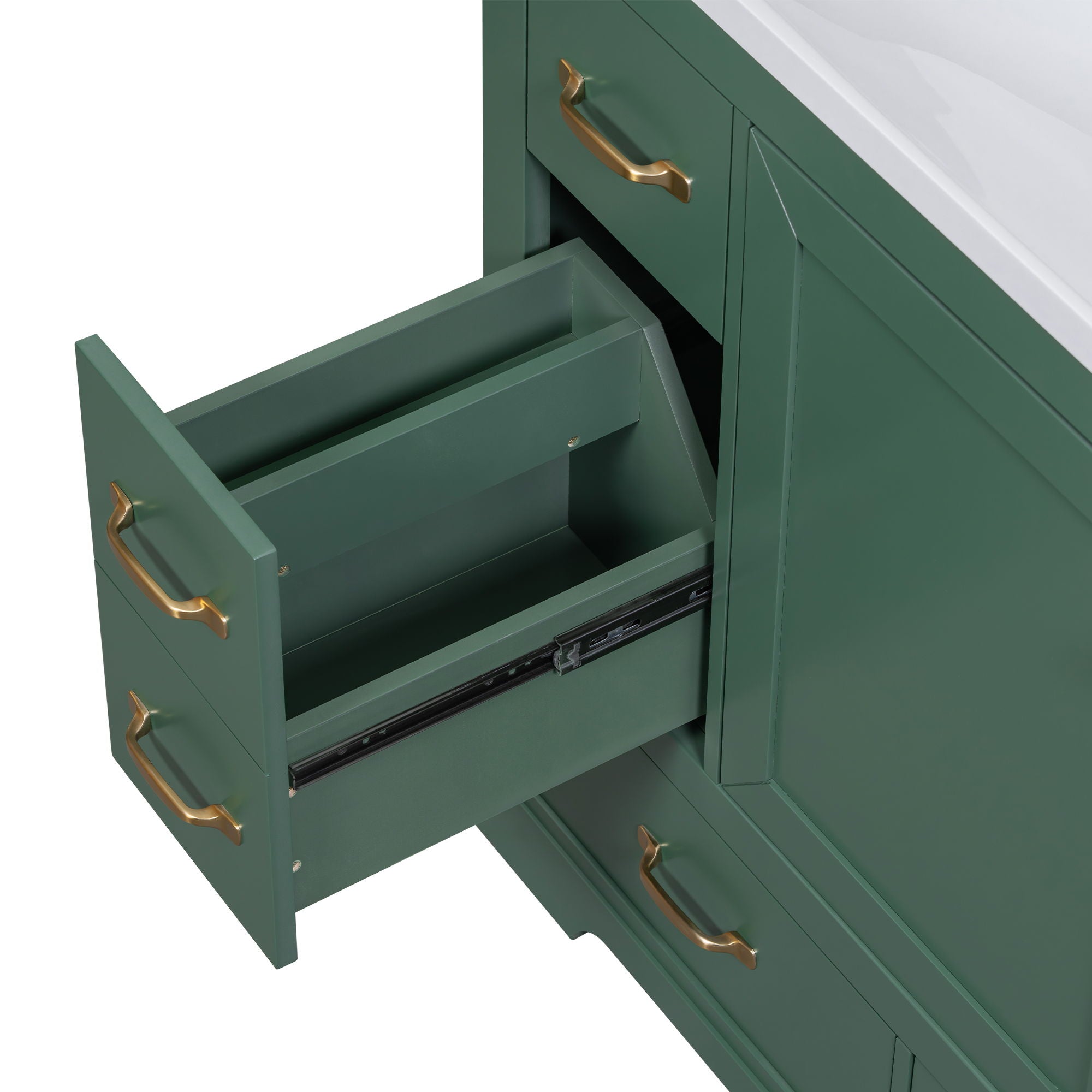Modern Bathroom Vanity Base Only, 6 Drawer Storage With Adjustable Shelf