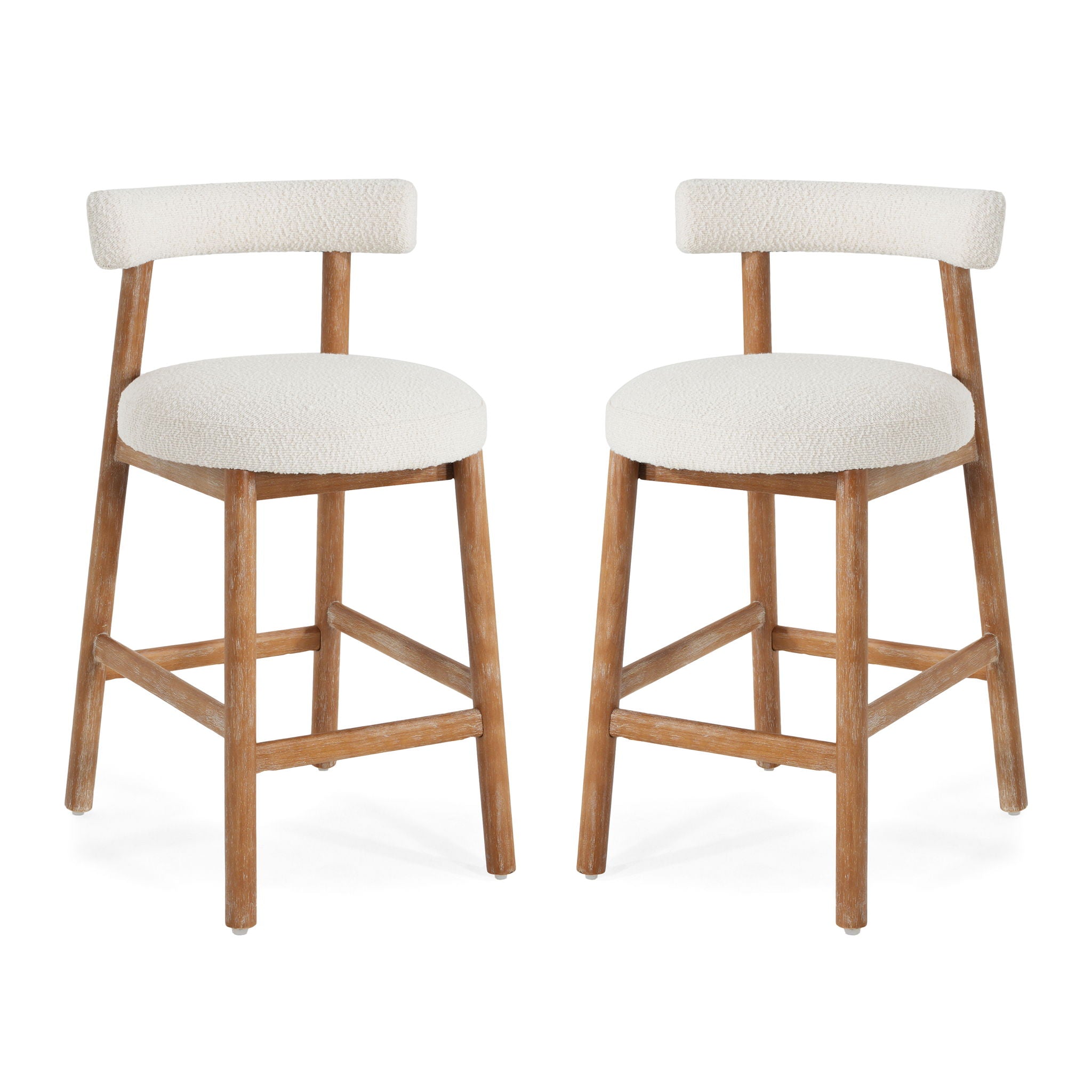 Counter Stool For Kitchen, Dining & Cafe (Set of 2) - Natural / Beige
