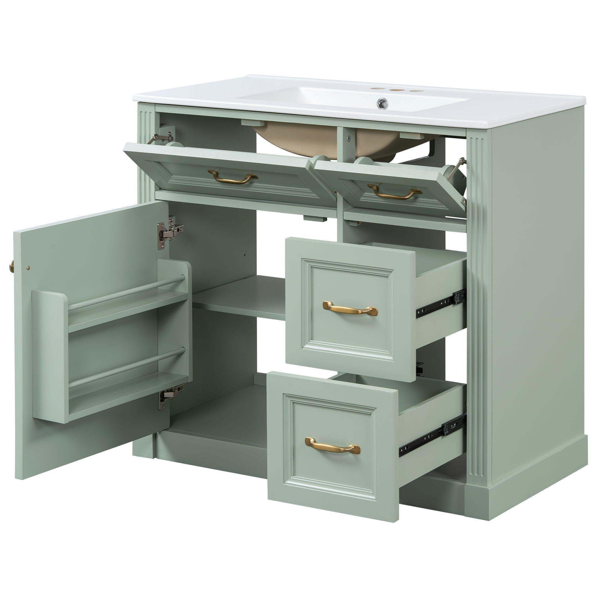 Modern Bathroom Vanity With Sink, 4 Drawers, Soft-Close Door, Adjustable Shelf