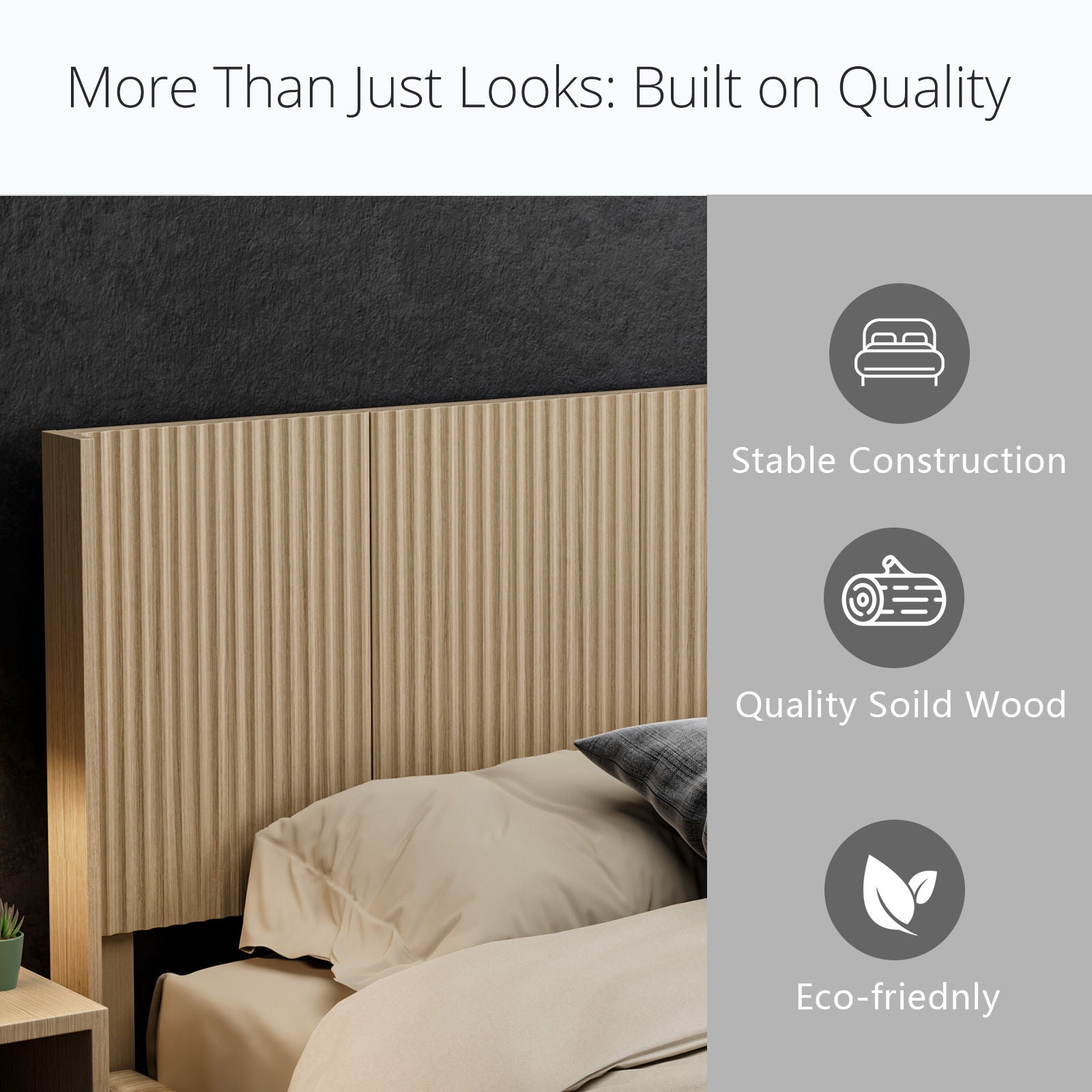 Modern Wide Wall Mounted Fluted Panel Headboard