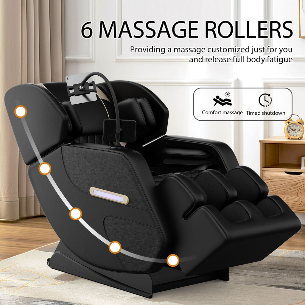 Zero Gravity Massage Chair Recliner, 10 Massage Heads And Full Body Air Pressure - Black