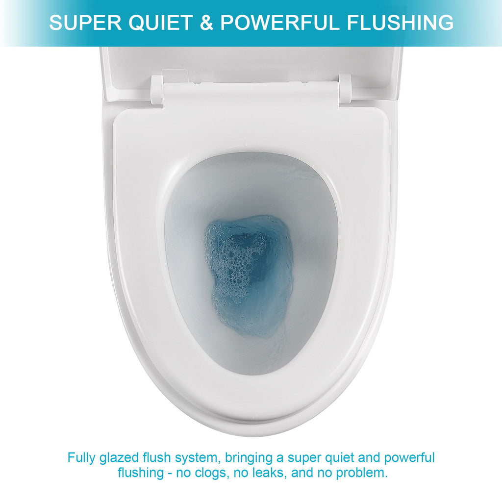 1 Piece Toilet With Soft Closing Seat - White