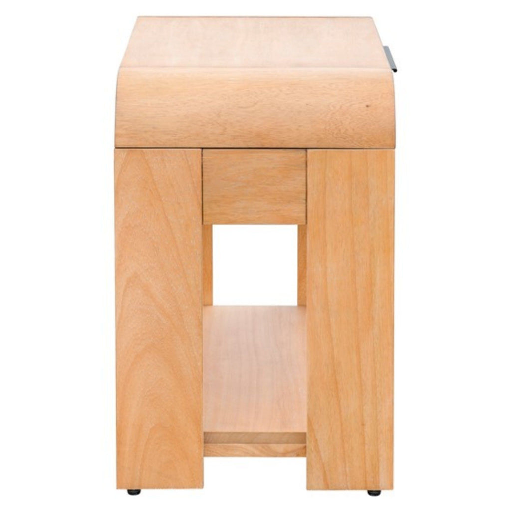 1 Drawer Waterfall Nightstand With Mid Century Design - Natural