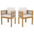 Outdoor Dining Chairs With Mix Rope Handles (Set of 2)