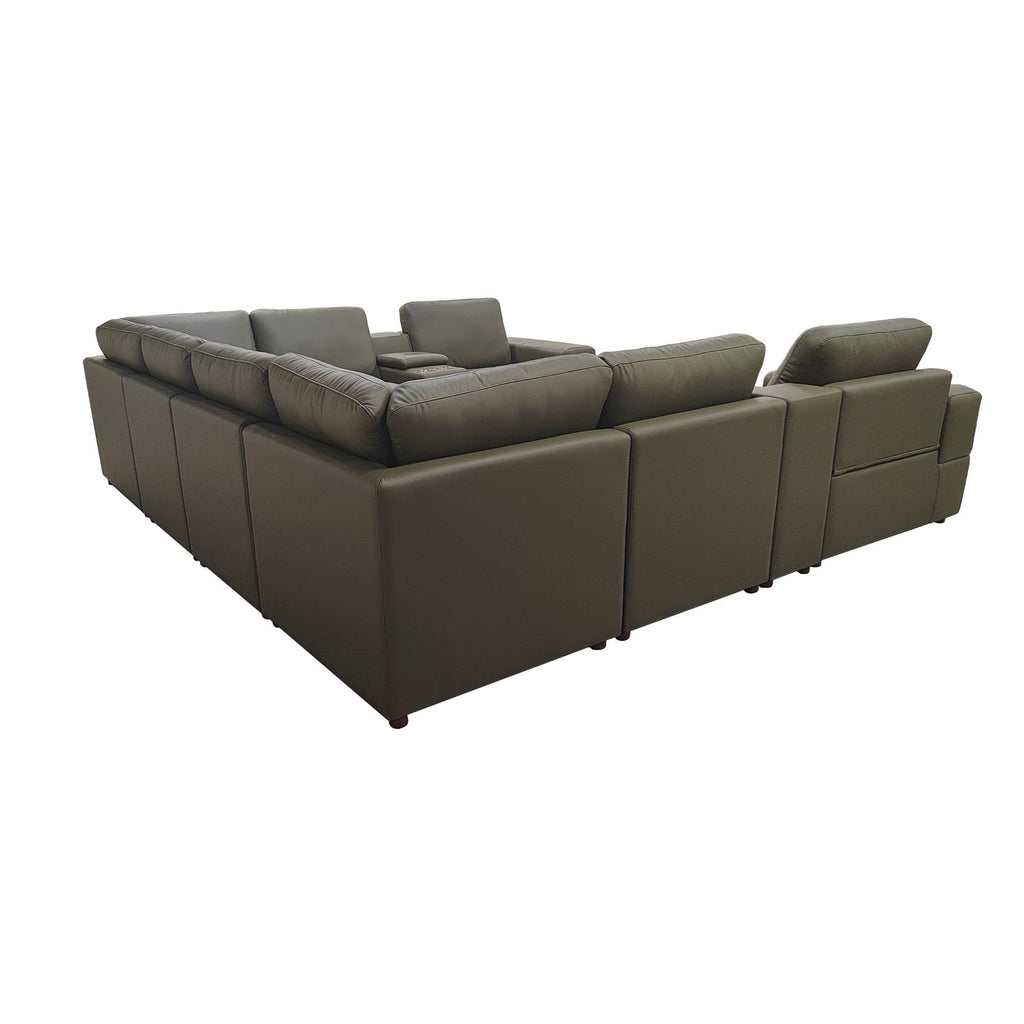 Upholstered Large Arms Sectional With Recliner Seats