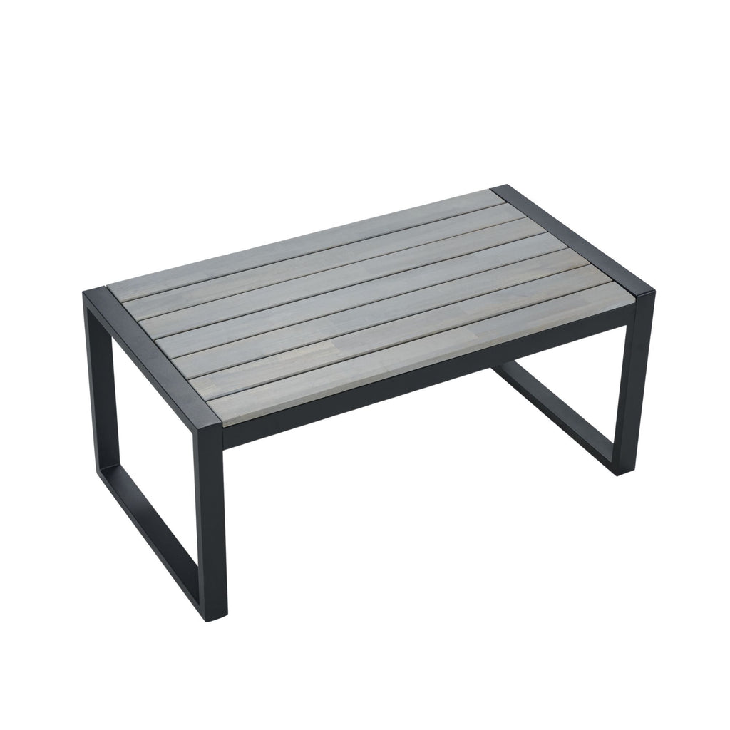 4 Piece Patio Furniture Set With Acacia Wood Table Top And Cushions