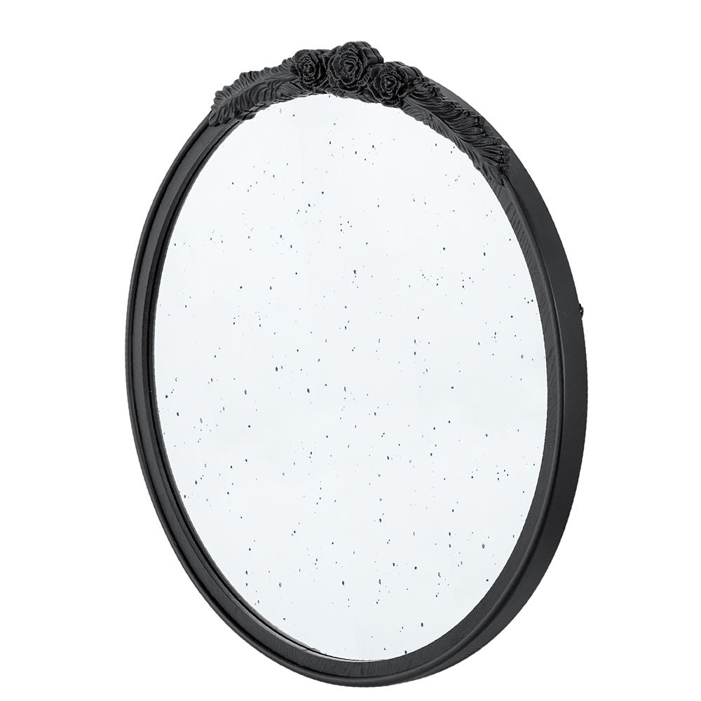 Round Hand Carved Rose Antique Mirror Frame, Wall Mirror For Live Space
