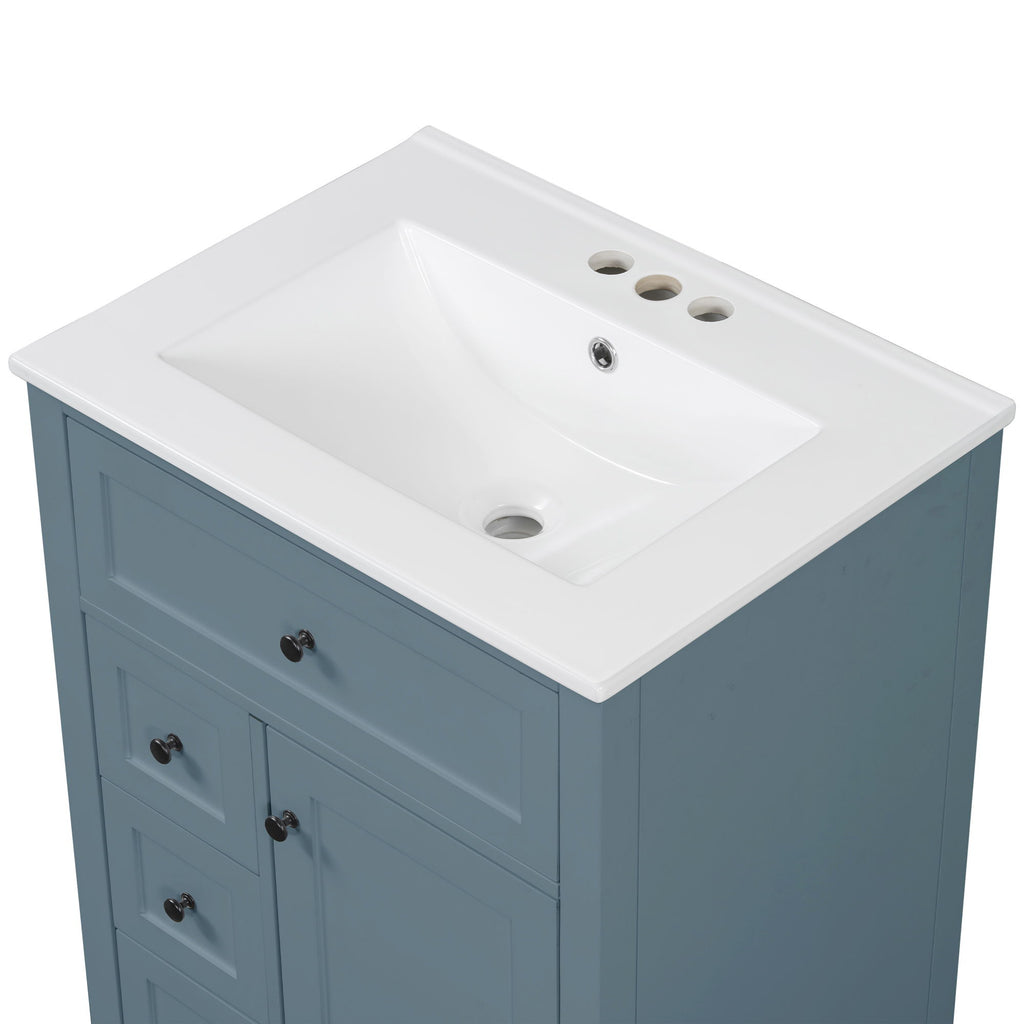 Bathroom Vanity With Sink, 3 Drawers & Cabinet With Adjustable Shelves